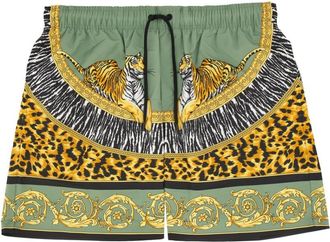 Versace Green Graphic Swim Shorts