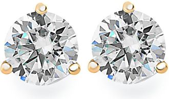 Pompeii3 1.50Ct TW Round Diamond Martini Studs 3-Prong 14k Gold Lab Grown