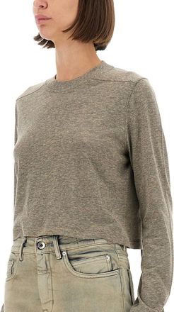 Rick Owens Cropped Cotton Blend T-Shirt - Gray