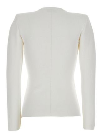 Elisabetta Franchi Gold-Zip Tech Fabric Cardigan - White