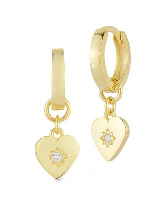 Glaze Jewelry Silver Cz Heart Huggie Earrings