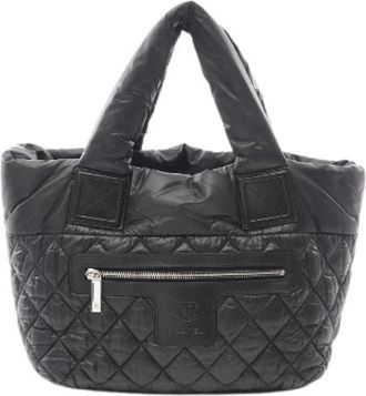 Chanel Pre-owned Tote Bags, female, Black, Size: ONE SIZE Pre-owned Coco Cocoon Nylon Leather Tote Bag