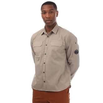 C.P. Company Mens Organic Gabardine Lens Shirt in Beige Cotton - Size X-Large