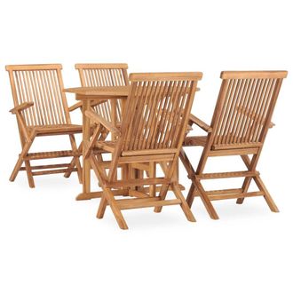 Berkfield Home 5 Piece Folding Outdoor Dining Set Solid Teak Wood in Brown