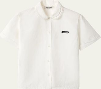 Miu Miu Short-Sleeve Crop Button-Down Shirt