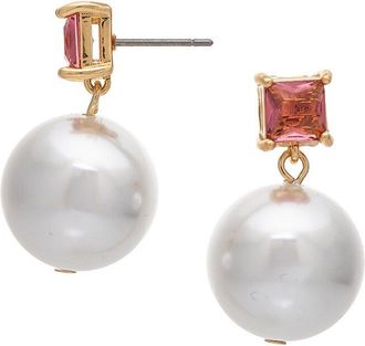 Rivka Friedman 18K Plated 15Mm Pearl Cz Earrings