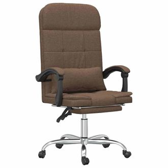 vidaXL Silla De Oficina Reclinable Con Masaje De Tela Marr&oacute;n Vidaxl