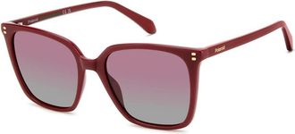 Polaroid Sunglasses Occhiali da sole oversize squadrati rossi con lenti polarizzate rosse-Rosso