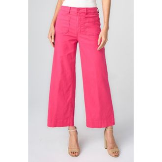 Liverpool L.A. High Waist Patch Pocket Crop Wide Leg Pants in Diva Pink at Nordstrom, Size 12