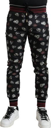 Dolce & Gabbana Mens Ring Print Trousers - Black Silk - Size EU 50 (Mens)