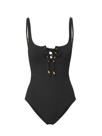 Change of Scenery Taylor Lace-Up Underwire One-Piece Swimsuit in Black at Nordstrom, Size X-Small