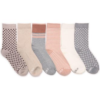 Muk Luks Dreamstep Crew Socks 6 Pair Pack in Light Neutral at Nordstrom
