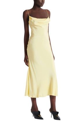 Balmain Long strappy dress in silk satin in Yellow at Nordstrom, Size 38 Eu