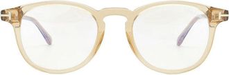 Tom Ford Round Clear-Blue-Light Block Eyeglasses - Brown