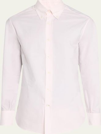 Brunello Cucinelli Mens Cotton Micro-Stripe Sport Shirt