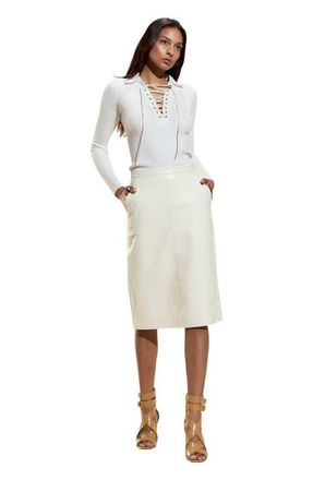 Cynthia Rowley Ues Rib Knit Polo in White at Nordstrom, Size X-Small L