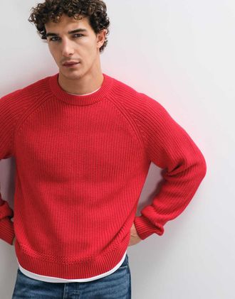 Abercrombie & Fitch maglione girocollo in cotone rosso
