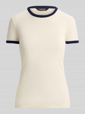 Lauren Ralph Lauren Slim Fit T-Shirt aus Baumwoll-Mix in Ecru Melange, Gr&ouml;&szlig;e XS