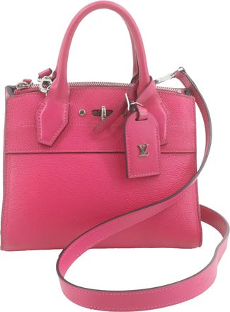 Louis Vuitton City Steamer Handbag Leather Pink Leather Handbag (Pre-Owned)