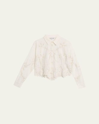 Veronica Beard Aderes Eyelet Button-Front Shirt