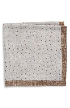 Jack Victor Thelon Dotted Silk Pocket Square in Tan at Nordstrom