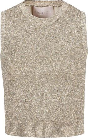 Circus Hotel Truien & Vesten, Dames, Geel, S, Mouwloze lurex cropped top