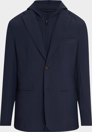 Emporio Armani Mens Nylon Stretch Blazer with Removable Hood