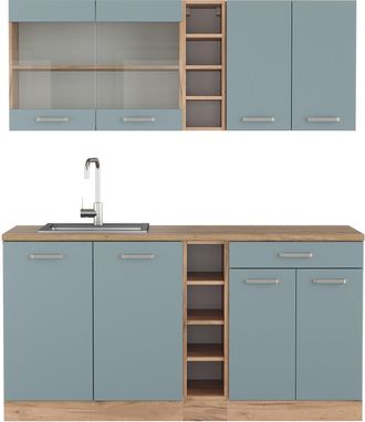 Vicco Cocina Vers&aacute;til R-line, Roble Azul-gris-dorado, 160 Cm, Et Roble