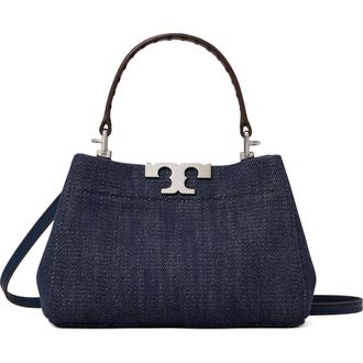 Tory Burch Mini Eleanor Denim Satchel in Midnight at Nordstrom