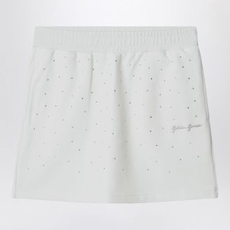 Golden Goose White cotton mini skirt with rhinestones