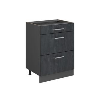 Vicco Mueble Bajo De Cocina R-line, Hormig&oacute;n Negro, 60 Cm Sin Encimera, Vicco