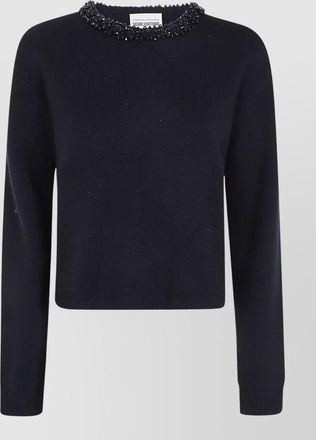 Semicouture cashmere-blend short-sleeve crew-neck sweater
