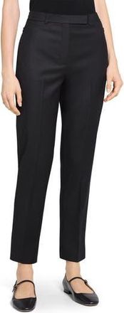 Theory Sleek Flannel High Waist Taper Pants in Black at Nordstrom Rack, Size 12