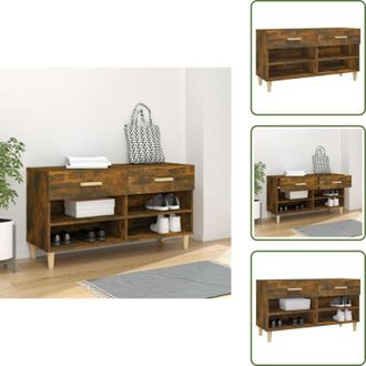 vidaXL The Living Store Scarpiera Rovere Fumo 102x35x55 cm in Legno Multistrato - Scarpiera multistrato