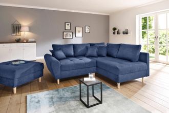 HOME AFFAIRE Ecksofa »Rice L-Form, B: 223 cm« Set: Sofa & Hocker, mit 3 Zierkissen, Federkern