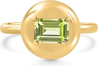 Pompeii3 Candy Button 14k Yellow Gold Emerald Cut Peridot Ring