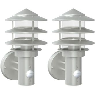 vidaXL Vidaxl - Apliques De Exterior Con Sensor 2 Unidades Acero Inoxidable