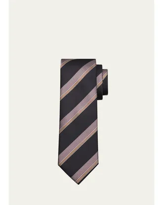 Brioni Mens Stripe Jacquard Silk Tie