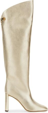 Maisons Skorpios Adriana Nappa Laars met Hoge Hak - Dames - Laarzen met Hak - Beige - 37 EU - Leer - Schoenen