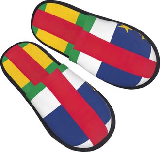 Generic Cosy Fluffy Slipper Central African flag print Mens Slipper Warm Home Slippers for Indoor Guest Family M