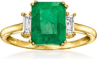 Ross-Simons Emerald and. White Topaz Ring in 18kt Gold Over Sterling