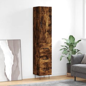 vidaXL Aparador De Madera Contrachapada Roble Ahumado 34,5x34x180 Cm Vidaxl