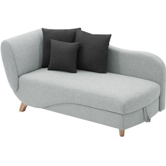 Vente-Unique Chaise longue letto con contenitore in Tessuto Grigio - Angolo a destra - PENELOPE