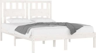 vidaXL Bed Frame without Mattress White Solid Wood Double vidaXL