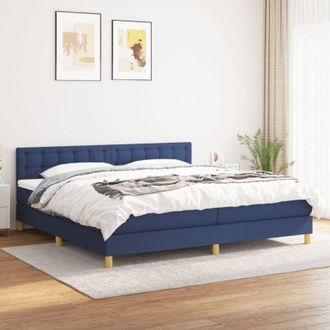 vidaXL Vidaxl - Cama Box Spring Con Colch&oacute;n Tela Azul 200x200 Cm