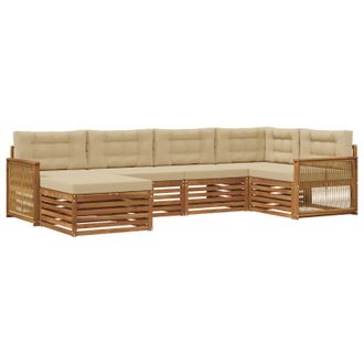 vidaXL Conjunto De Sof&aacute;s De Exterior Con Coj&iacute;n 6 Pcs Natural Y Beige Vidaxl