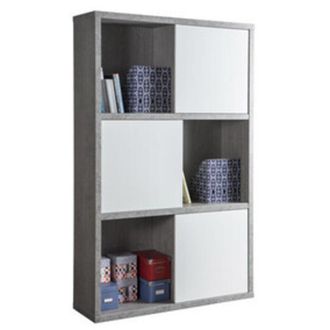 Composad Libreria scaffale archivio con ripiani a vista sportelli 35,5X120X194,5H cemento