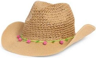 BCBGeneration Crochet Straw Cowboy Hat with Bead Trim in Tan at Nordstrom Rack
