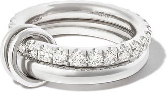 Spinelli Kilcollin 18kt white gold Virgo diamond link ring - men - Diamond/18kt White Gold - 10 - Silver
