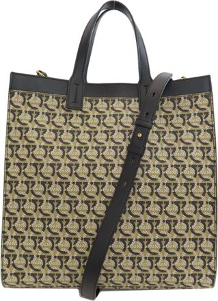 Ferragamo Black Brown Pvc Tote Bag (Pre-Owned)